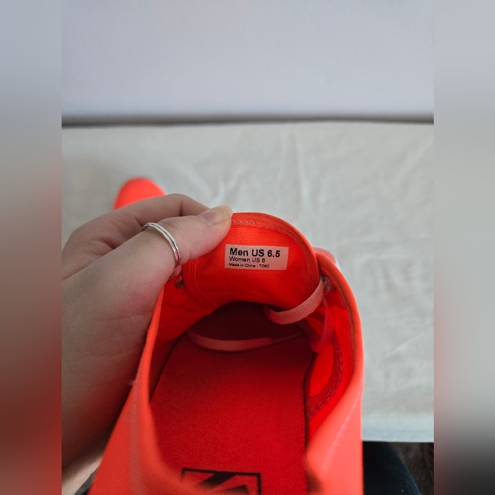 Vans Women's Neon Coral Canvas Sneakers - Picture 4 of 5